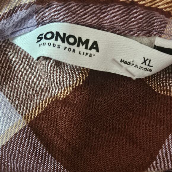 Plaid Cotton Button Down Top Size XL - Picture 3 of 4